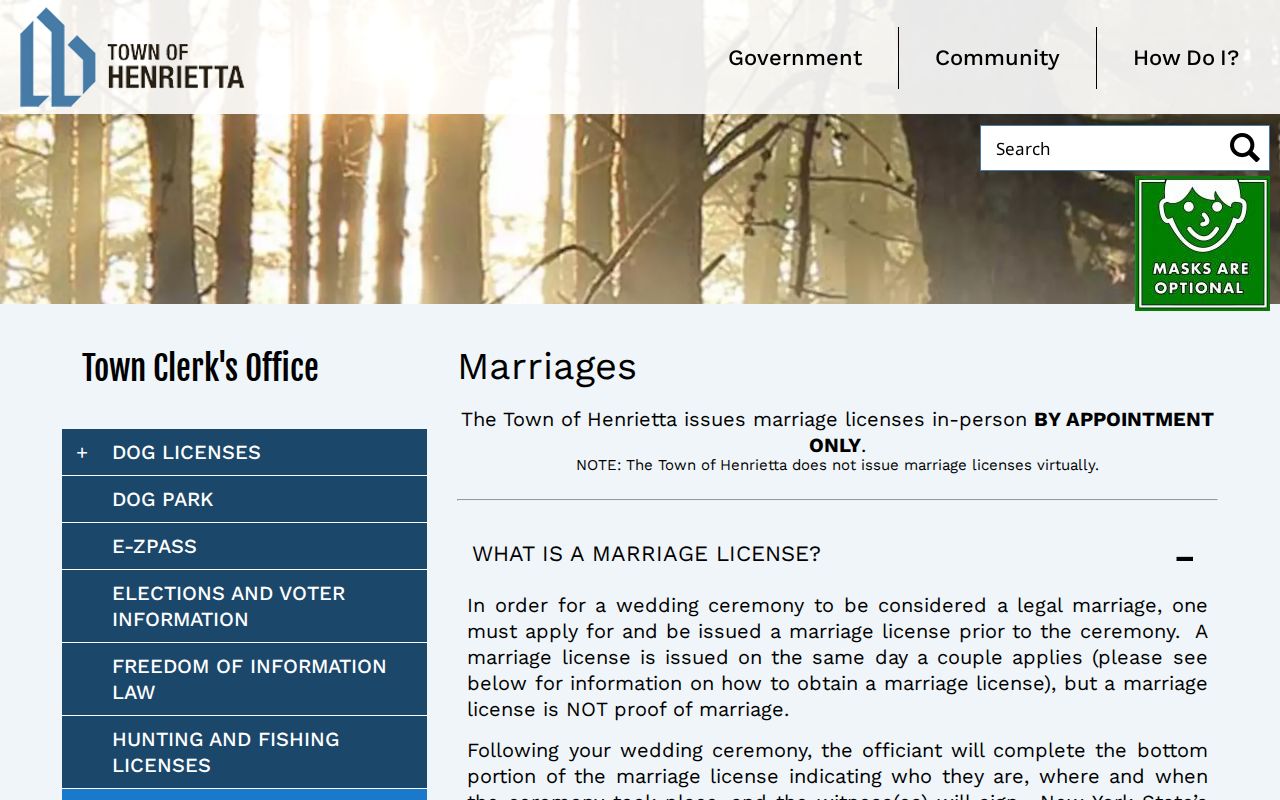 Henrietta resident lookup marriage record procedure