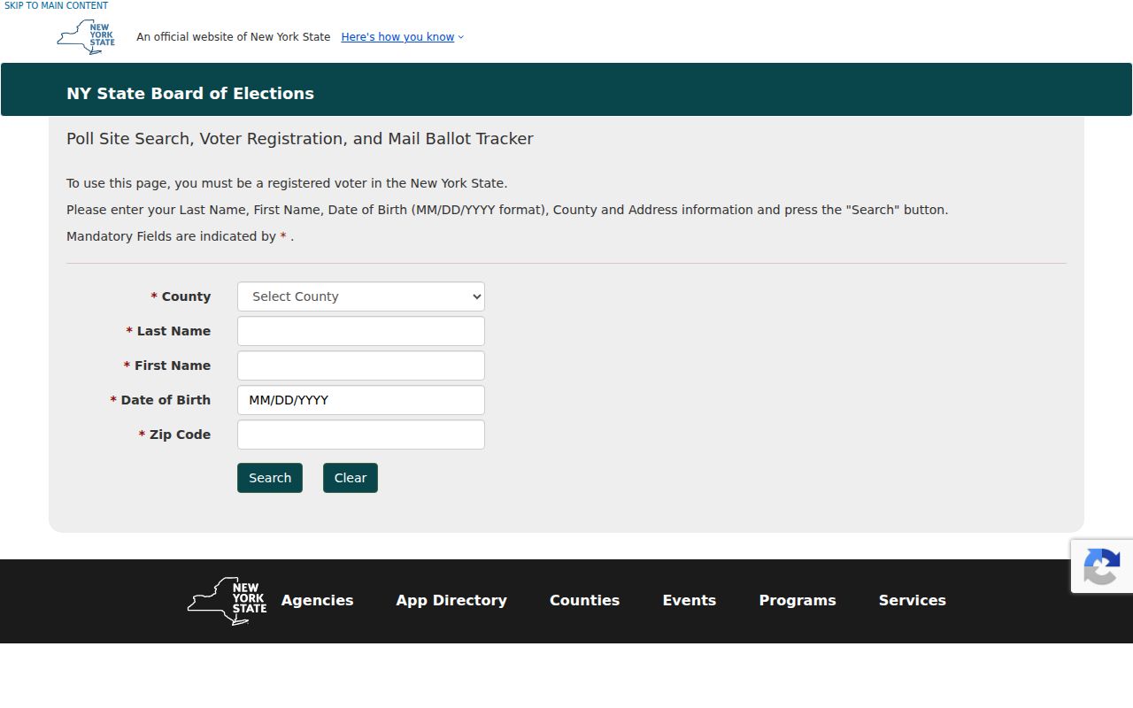 Henrietta resident lookup through the New York State voter search